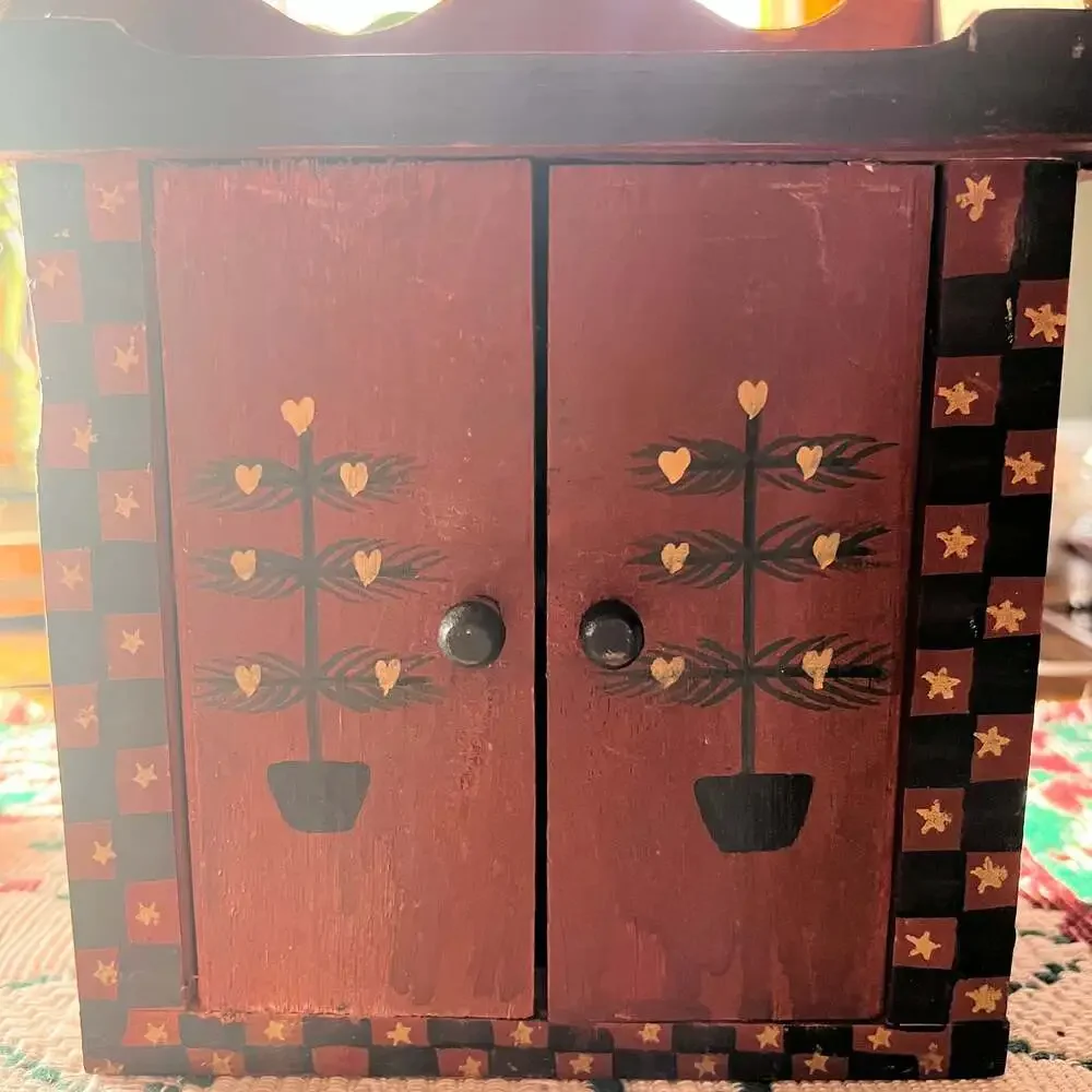 Vintage Hand-Painted Wooden Jewelry Box